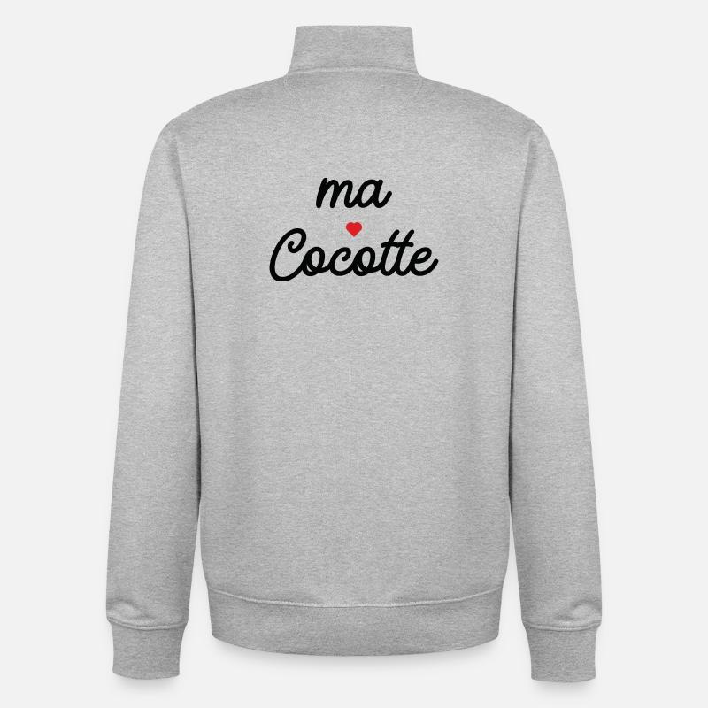 Ma Cocotte Coeur - Sweat zippé unisexe en coton bio Stanley/Stella - gris chiné