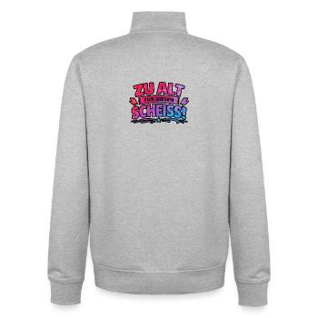 trop vieux pour ces conneries - Sweat zippé unisexe en coton bio Stanley/Stella - gris chiné - Dos - AI Model Male 185 light (185cm)