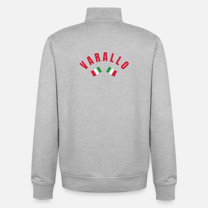 Drapeaux italiens croisés de Varallo - Sweat zippé unisexe en coton bio Stanley/Stella - gris chiné