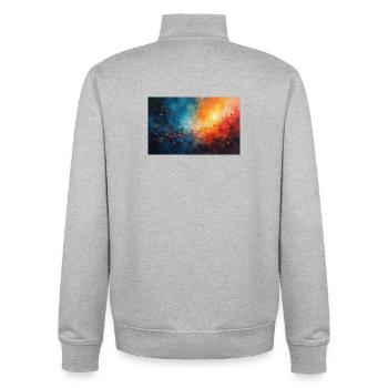 Cosmic Dawn Abstract Splash - Unisex Organic Zip Sweatshirt by Stanley/Stella - heather grey - Back - AI Model Male 185 light (185cm)