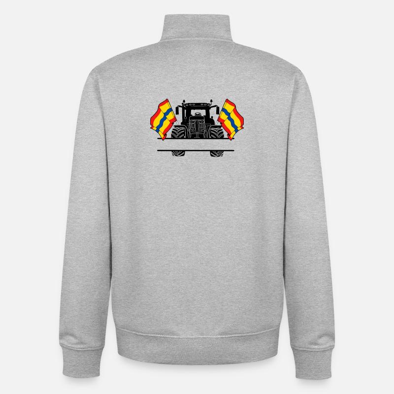 Overijssel_Tractor_Custom_Edition - Unisex Organic Zip Sweatshirt by Stanley/Stella - heather grey