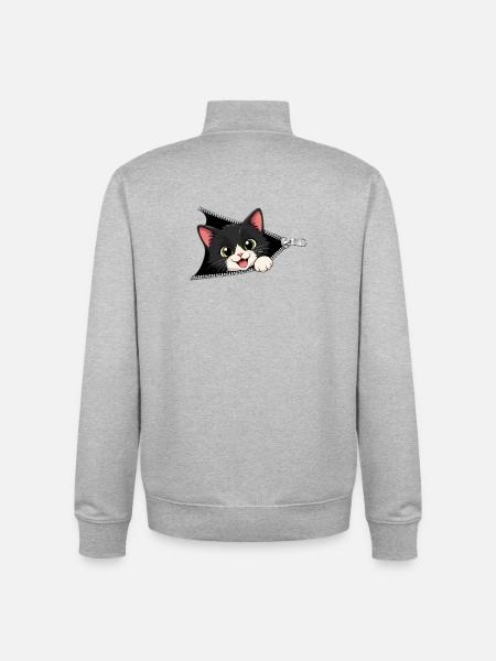 Cute Kitten Zipper Cat - Unisex Organic Zip Sweatshirt by Stanley/Stella - heather grey