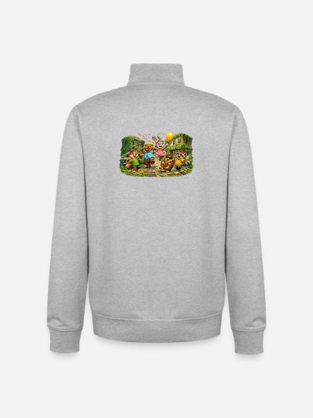 Fröhliche Tierfreunde-Partyprozession - Unisex Organic Zip Sweatshirt von Stanley/Stella - Grau meliert