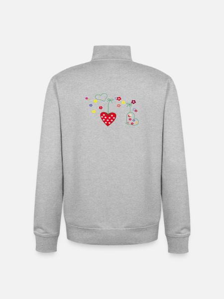Hearts with Flowers - Unisex Organic Zip Sweatshirt by Stanley/Stella - heather grey