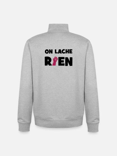 On lâche rien ! - Sweat zippé unisexe en coton bio Stanley/Stella - gris chiné