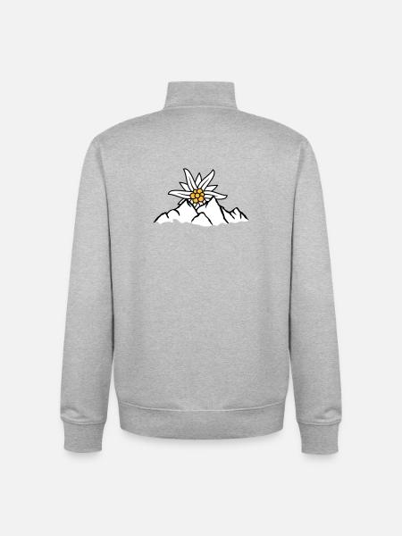Sun mountain flower Edelweiss - Unisex Organic Zip Sweatshirt by Stanley/Stella - heather grey