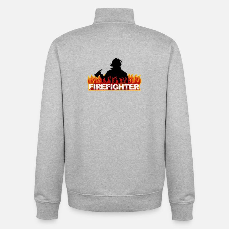 Pompier - Sweat zippé unisexe en coton bio Stanley/Stella - gris chiné