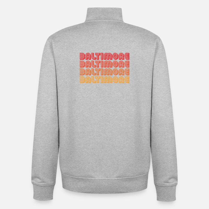 Baltimore Neon Gradient Repeats - Unisex Organic Zip Sweatshirt by Stanley/Stella - heather grey