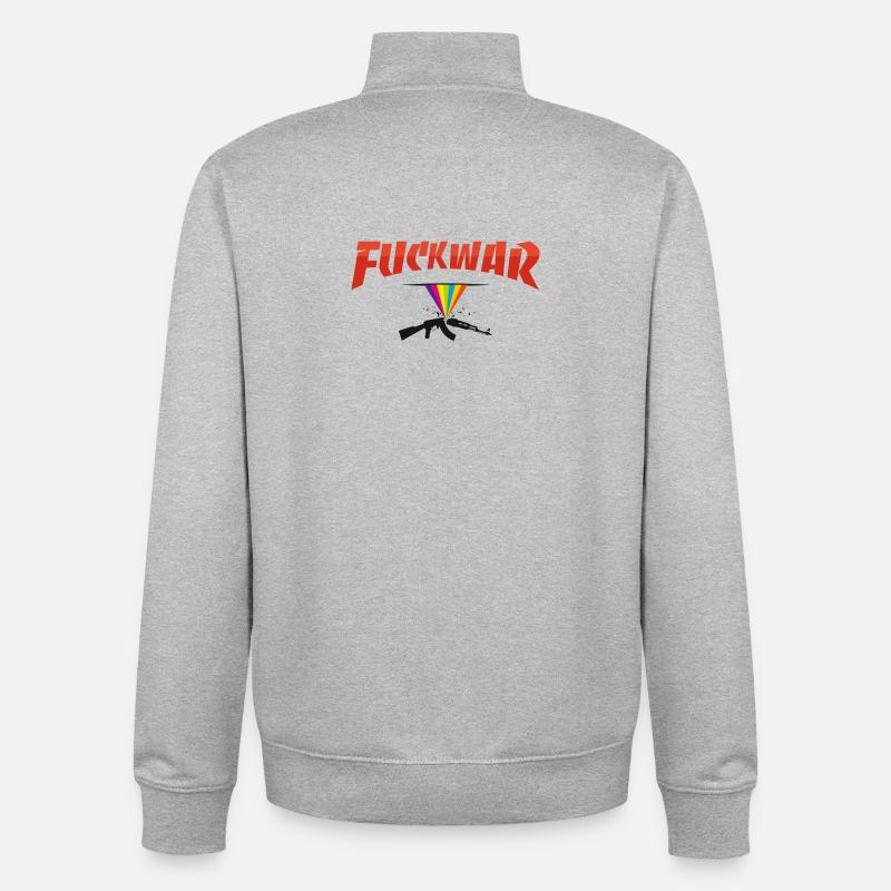 Fuckwar Regenbogen Waffe Statement - Unisex Organic Zip Sweatshirt von Stanley/Stella - Grau meliert