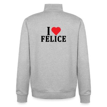 t-shirt J’aime le t-shirt idée cadeau heureux - Sweat zippé unisexe en coton bio Stanley/Stella - gris chiné - Dos - AI Model Male 185 light (185cm)