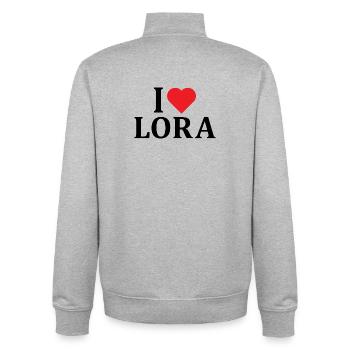 name t-shirt I love Lora t-shirt gift idea - Unisex Organic Zip Sweatshirt by Stanley/Stella - heather grey - Back - AI Model Male 185 light (185cm)
