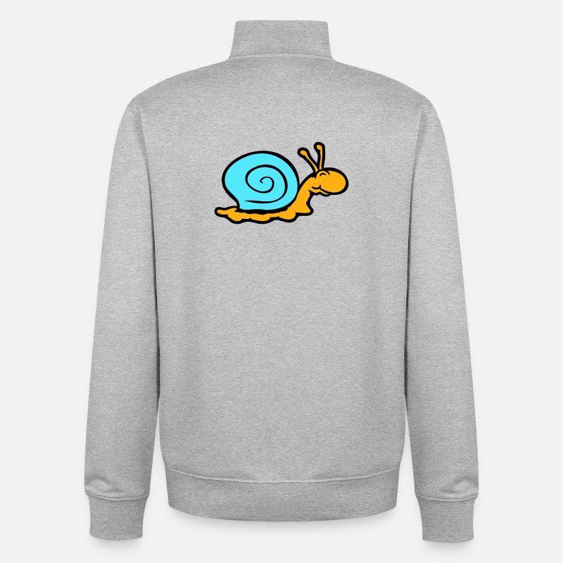 coquille d'escargot limace escargot sourit doucement - Sweat zippé unisexe en coton bio Stanley/Stella - gris chiné