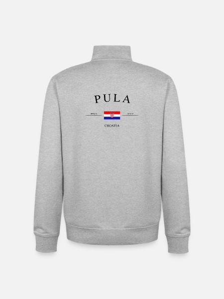 Pula Croatia – Holiday Souvenir &amp; Gift - Unisex Organic Zip Sweatshirt by Stanley/Stella - heather grey
