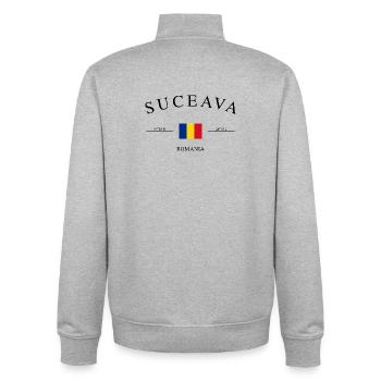 Suceava Rumänien – Urlaub Souvenir & Geschenk - Unisex Organic Zip Sweatshirt von Stanley/Stella - Grau meliert - Hinten - AI Model Male 185 light (185cm)