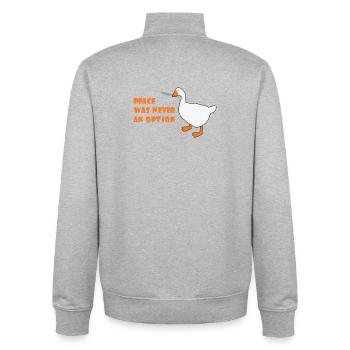 Goose – Peace Was Never an Option - Unisex Organic Zip Sweatshirt by Stanley/Stella - heather grey - Back - AI Model Male 185 light (185cm)