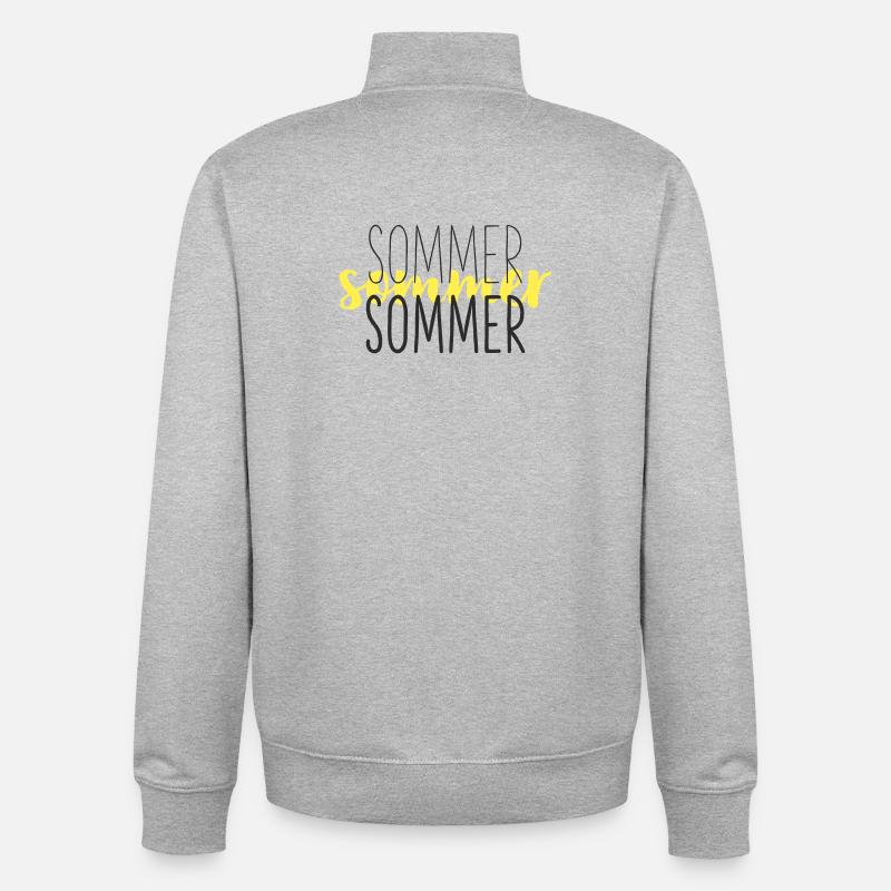 Jaune d’été noir - Sweat zippé unisexe en coton bio Stanley/Stella - gris chiné
