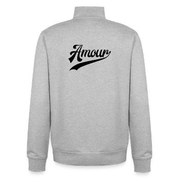 Amour Vintage Retro  - Sweat zippé unisexe en coton bio Stanley/Stella - gris chiné - Dos - AI Model Male 185 light (185cm)