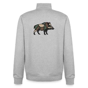 Geometrisches Wildschwein Low Poly - Unisex Organic Zip Sweatshirt von Stanley/Stella - Grau meliert - Hinten - AI Model Male 185 light (185cm)