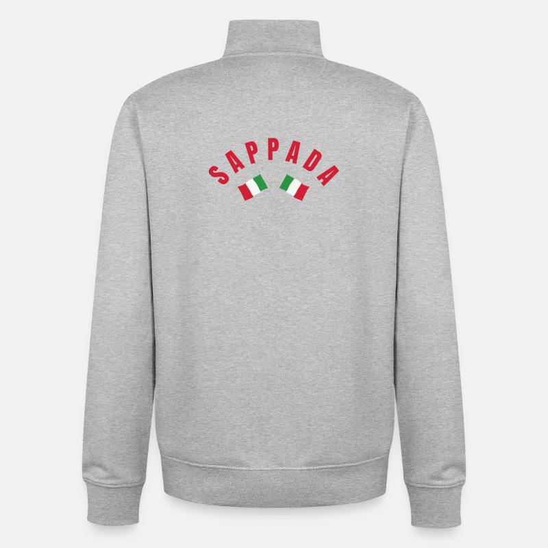 Drapeaux italiens de Sappada - Sweat zippé unisexe en coton bio Stanley/Stella - gris chiné