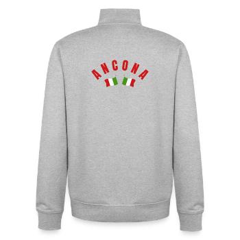 Emblème des drapeaux d’Ancône - Sweat zippé unisexe en coton bio Stanley/Stella - gris chiné - Dos - AI Model Male 185 light (185cm)