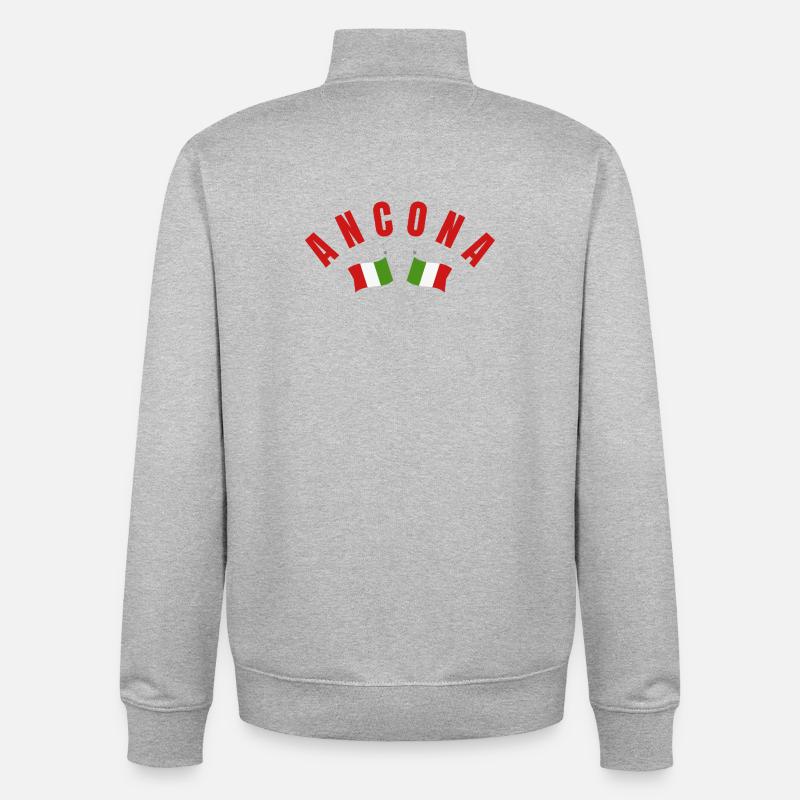 Ancona Flags Emblem - Unisex Organic Zip Sweatshirt by Stanley/Stella - heather grey