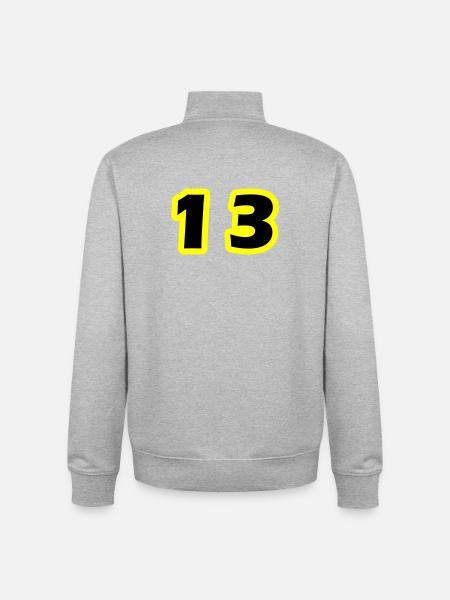 Symbole numérique 13 - Sweat zippé unisexe en coton bio Stanley/Stella - gris chiné