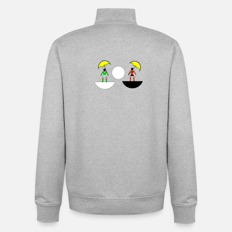 Duel de parapluies néon en moitiés divisées - Sweat zippé unisexe en coton bio Stanley/Stella - gris chiné