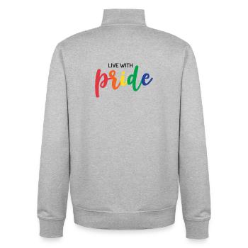 Live With Pride - Unisex Organic Zip Sweatshirt by Stanley/Stella - heather grey - Back - AI Model Male 185 light (185cm)
