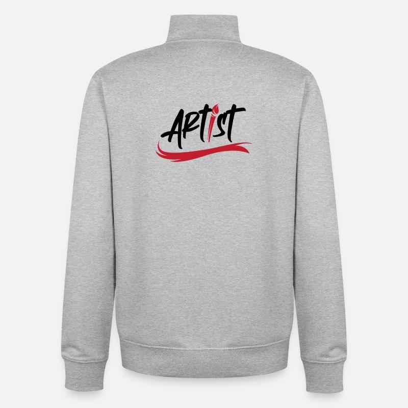 artist pinsel logo Kunst Symbol Pinselstrich icon - Unisex Organic Zip Sweatshirt von Stanley/Stella - Grau meliert