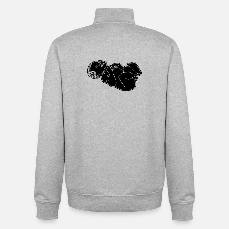 Illustration d’ombre de bébé nouveau-né - Sweat zippé unisexe en coton bio Stanley/Stella - gris chiné