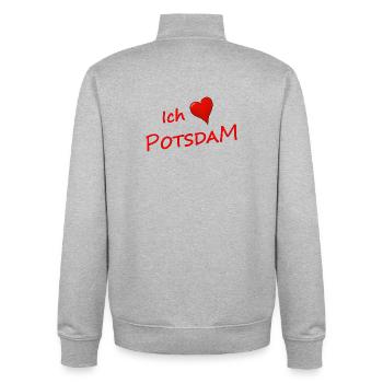 I love Potsdam - Unisex Organic Zip Sweatshirt by Stanley/Stella - heather grey - Back - AI Model Male 185 light (185cm)