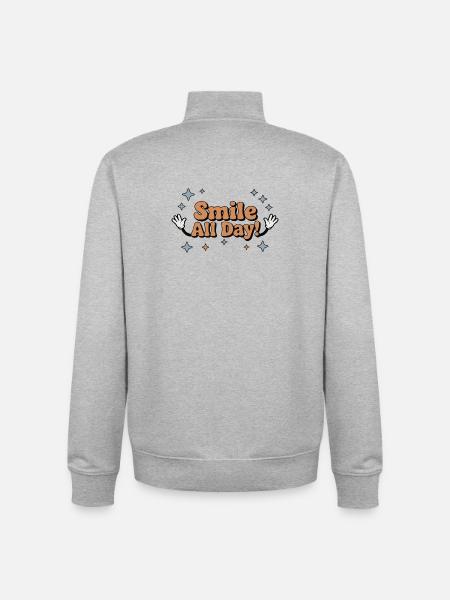Cheerful Day Inspirational Typography - Unisex Organic Zip Sweatshirt by Stanley/Stella - heather grey