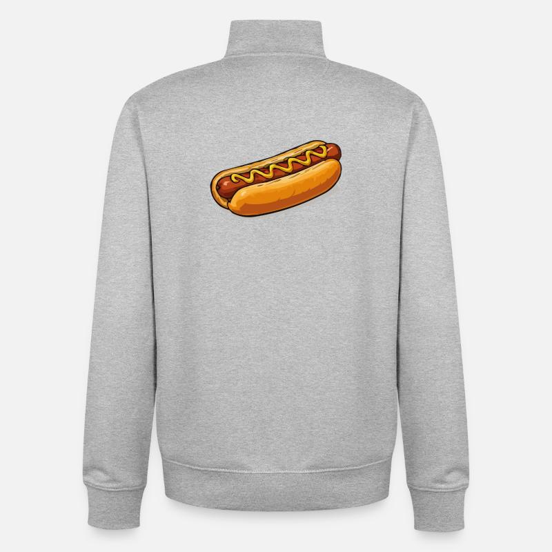 Comic de hot-dogs joyeux - Sweat zippé unisexe en coton bio Stanley/Stella - gris chiné