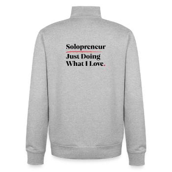 Solopreneur: Einfach das tun, was ich liebe [Schwarz] - Unisex Organic Zip Sweatshirt von Stanley/Stella - Grau meliert - Hinten - AI Model Male 185 light (185cm)