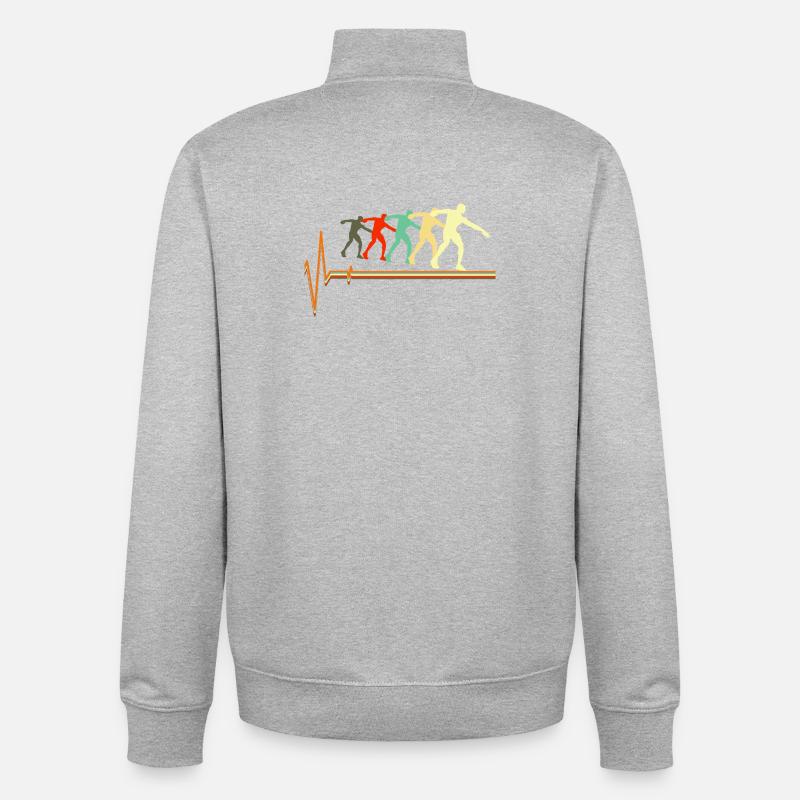Shot Put Evolution Retro Herzschlag Pulskunst - Unisex Organic Zip Sweatshirt von Stanley/Stella - Grau meliert