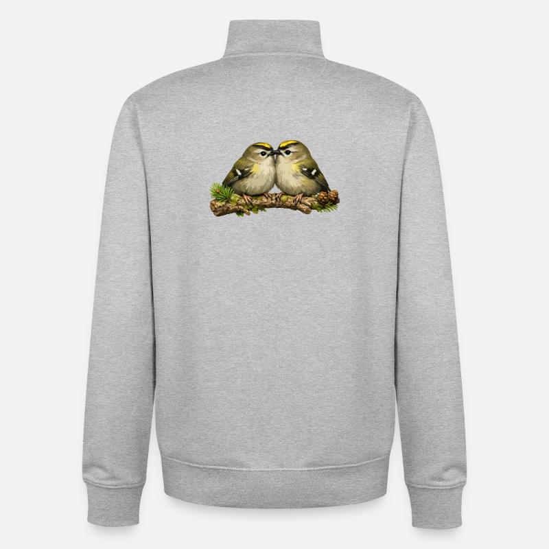 Crêtes dorées sur brindille - illustration - Sweat zippé unisexe en coton bio Stanley/Stella - gris chiné