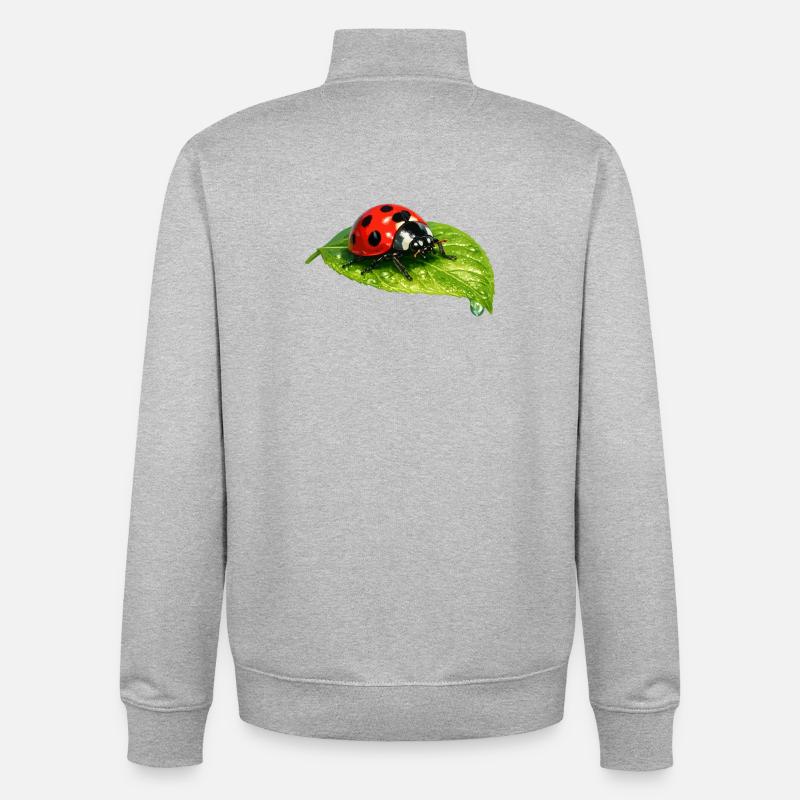 Marienkäfer auf Blatt - Unisex Organic Zip Sweatshirt von Stanley/Stella - Grau meliert