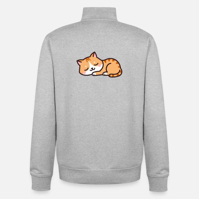 sleeping cat - Unisex Organic Zip Sweatshirt by Stanley/Stella - heather grey