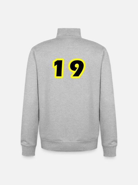 Symbole numérique 19 - Sweat zippé unisexe en coton bio Stanley/Stella - gris chiné