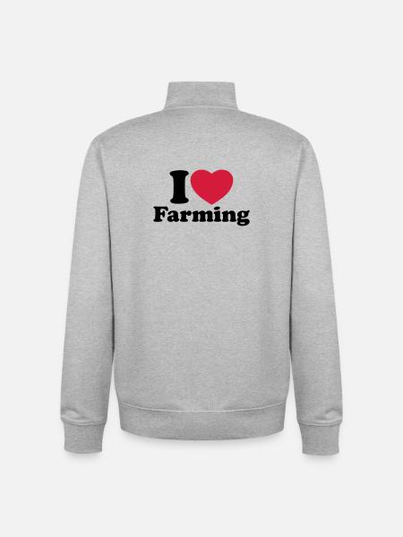 I love farming - Unisex Organic Zip Sweatshirt by Stanley/Stella - heather grey