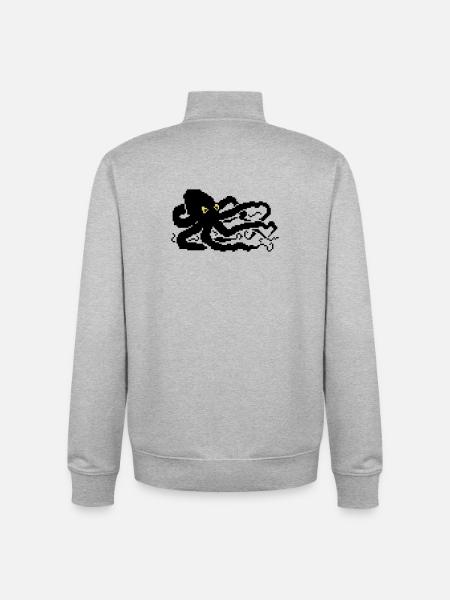 8bit pixel octopus - Unisex Organic Zip Sweatshirt by Stanley/Stella - heather grey