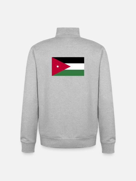 Jordan National Flag - Unisex Organic Zip Sweatshirt by Stanley/Stella - heather grey
