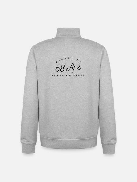 Cadeau 68 ans - Sweat zippé unisexe en coton bio Stanley/Stella - gris chiné