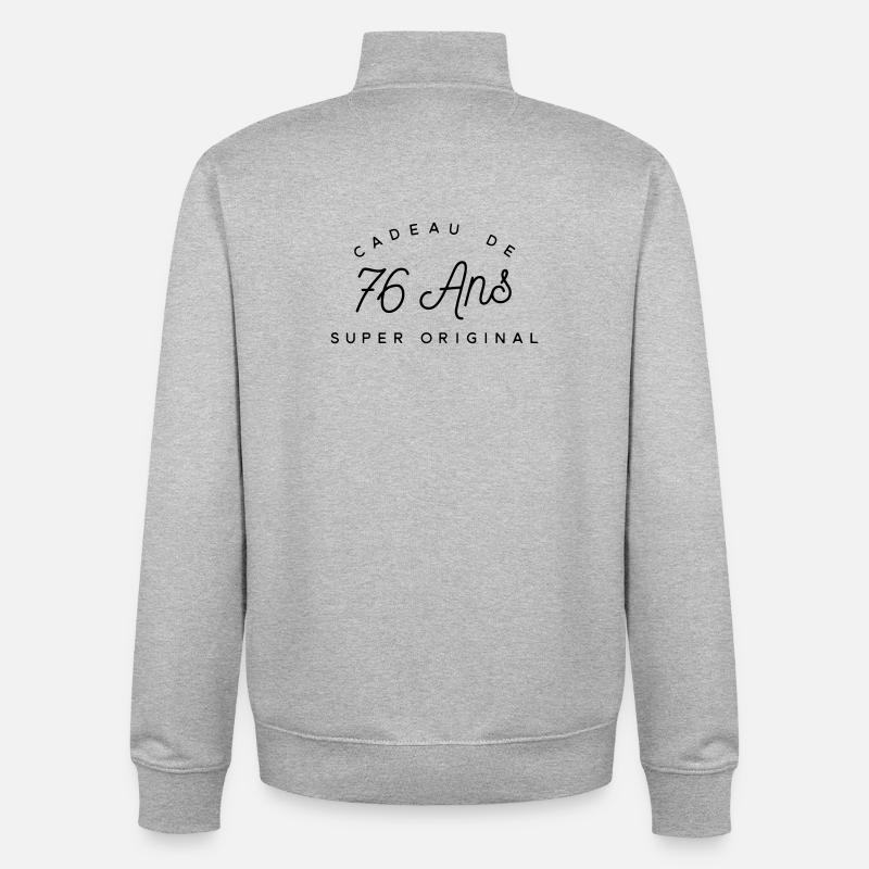Cadeau 76 ans  - Sweat zippé unisexe en coton bio Stanley/Stella - gris chiné