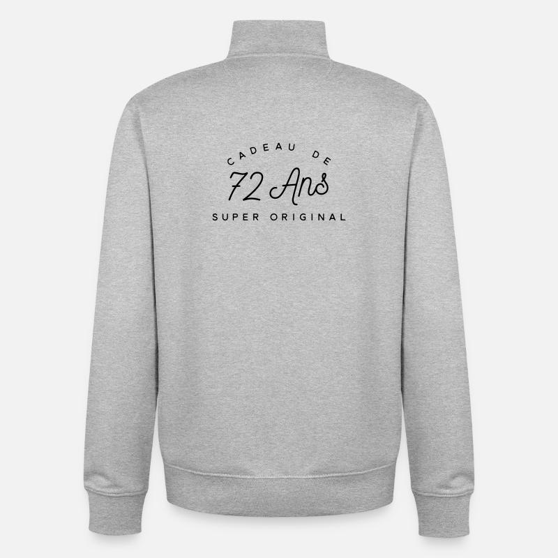 Cadeau 72 ans  - Sweat zippé unisexe en coton bio Stanley/Stella - gris chiné