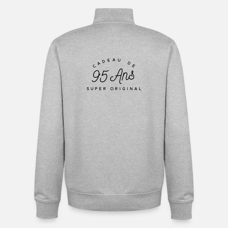 Cadeau 95 ans  - Sweat zippé unisexe en coton bio Stanley/Stella - gris chiné