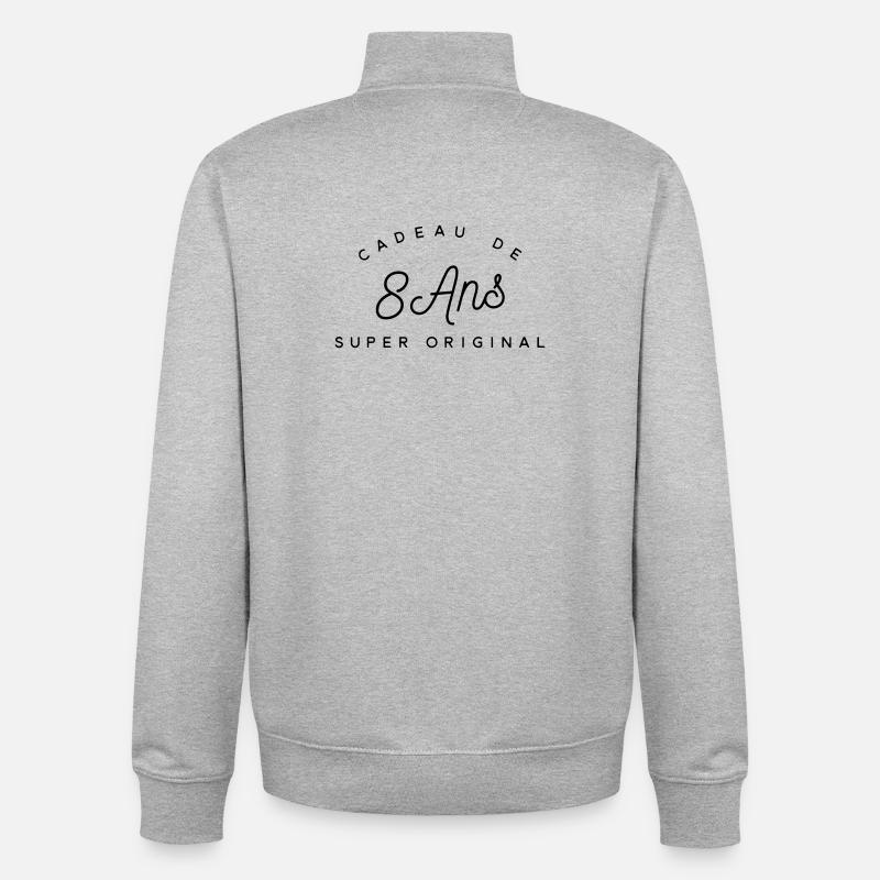 Cadeau 8 ans - Sweat zippé unisexe en coton bio Stanley/Stella - gris chiné