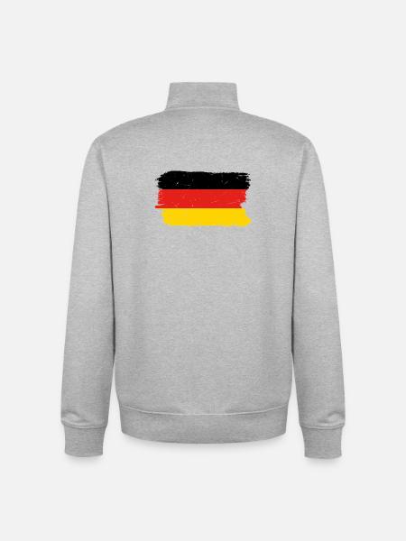 Red Yellow Brush Flag Graphic - Unisex Organic Zip Sweatshirt by Stanley/Stella - heather grey