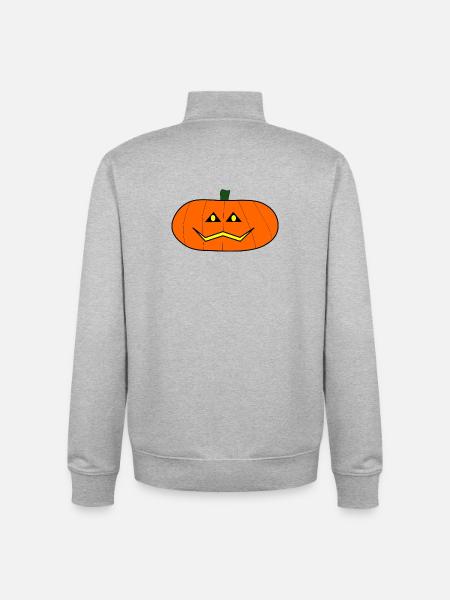 HALLOWEEN. PUMPKIN. HALLOWEEN PUMPKIN - Unisex Organic Zip Sweatshirt by Stanley/Stella - heather grey