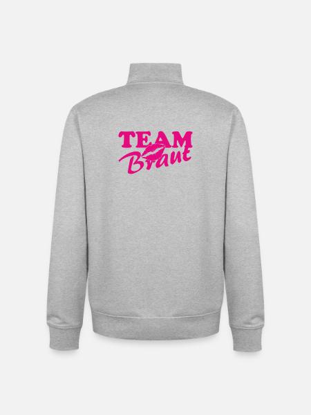 Team Brant Lip Kiss Neon Pink - Unisex Organic Zip Sweatshirt by Stanley/Stella - heather grey